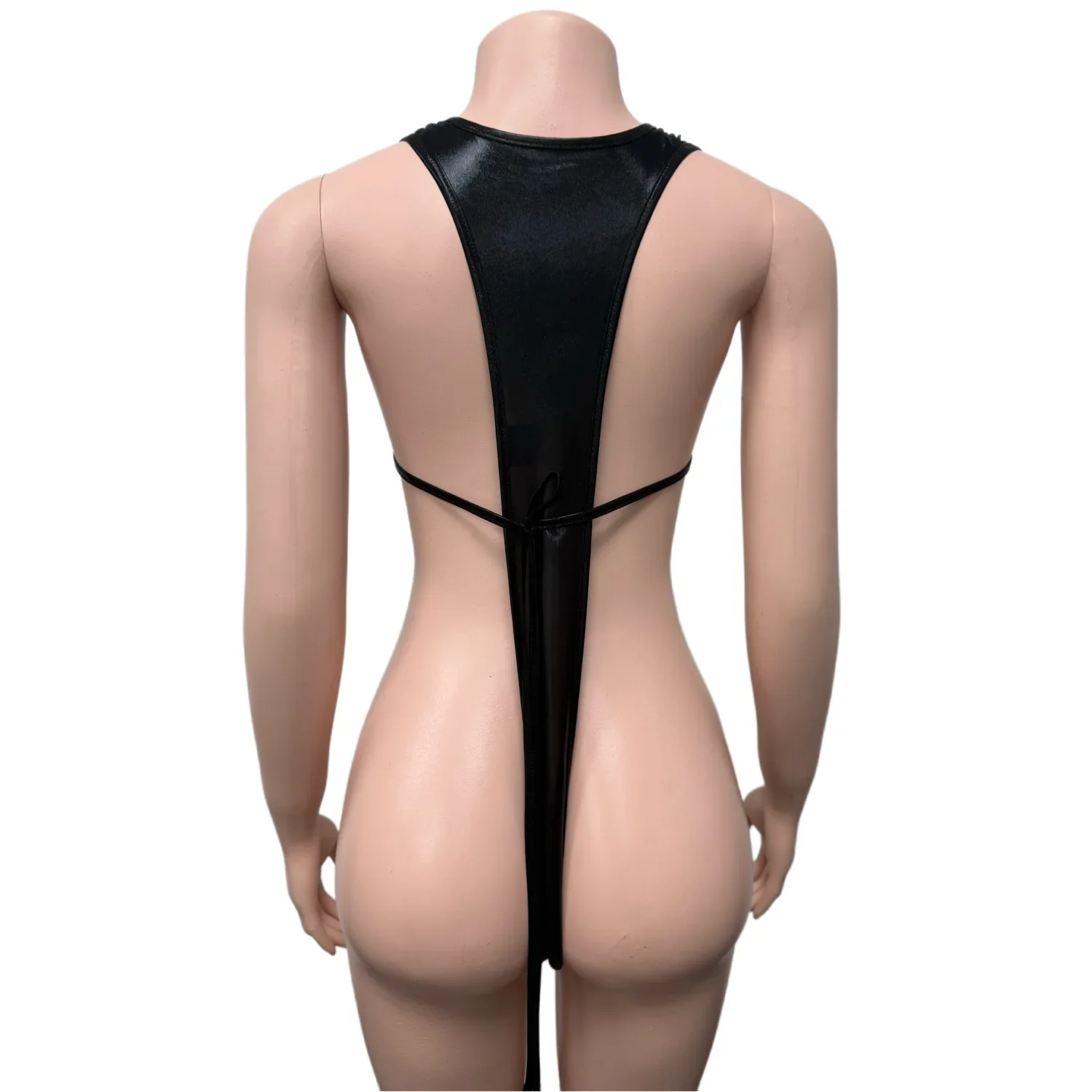 Weird Puss Sexy Women 2 Piece Set Halter Silky Hollow Sexy Backless Sleeveless Bodysuit+Bike Shorts Midnight Matching Clubwear - Image 14