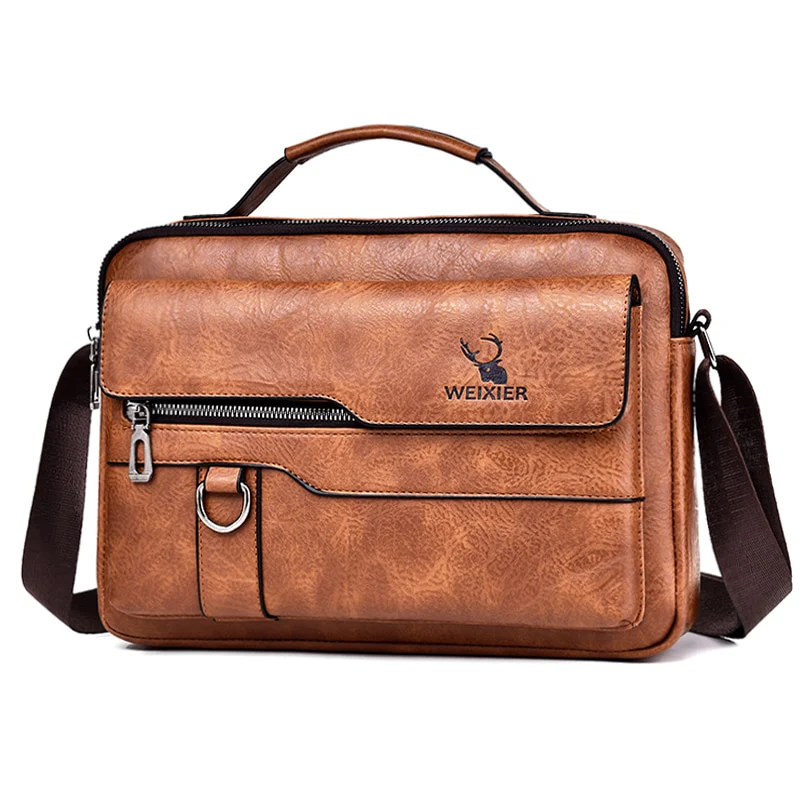 Weixier Men Shoulder Bag for 9.7 Ipad Men PU Leather Flaps Men's Crossbody Bag Business Flap Male Solid Messenger Bag Travel Bag - Image 2