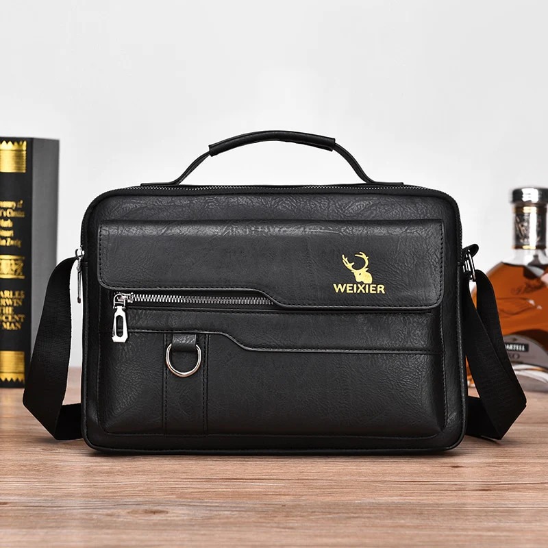 Weixier Men Shoulder Bag for 9.7 Ipad Men PU Leather Flaps Men's Crossbody Bag Business Flap Male Solid Messenger Bag Travel Bag - Image 3