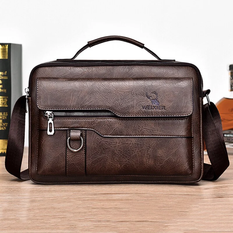 Weixier Men Shoulder Bag for 9.7 Ipad Men PU Leather Flaps Men's Crossbody Bag Business Flap Male Solid Messenger Bag Travel Bag - Image 6