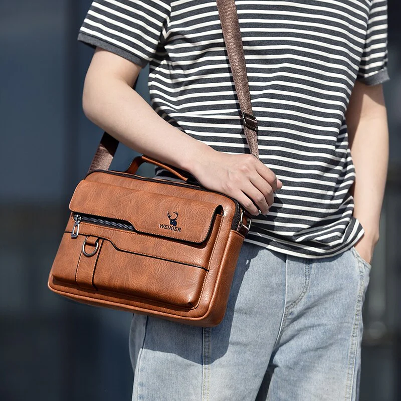 Weixier Men Shoulder Bag for 9.7 Ipad Men PU Leather Flaps Men's Crossbody Bag Business Flap Male Solid Messenger Bag Travel Bag - Image 8