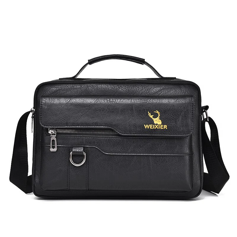 WEIXIER PU Leather Bag Men's Handbag Vintage Messenger Bag Men Shoulder Bags Male Briefcase Bag Casual tote bag Handbags for men - Image 3