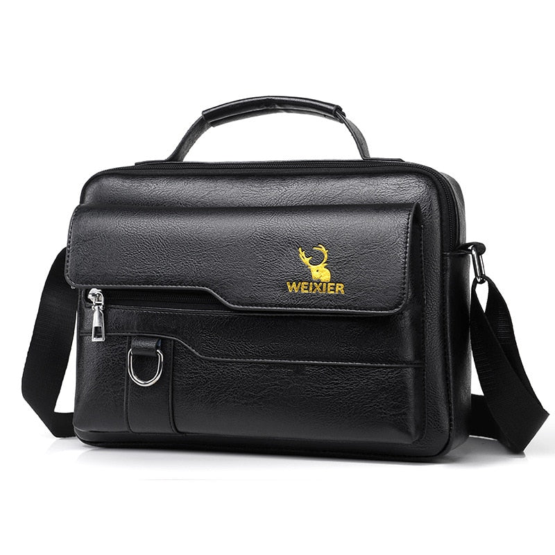 WEIXIER PU Leather Bag Men's Handbag Vintage Messenger Bag Men Shoulder Bags Male Briefcase Bag Casual tote bag Handbags for men - Image 4