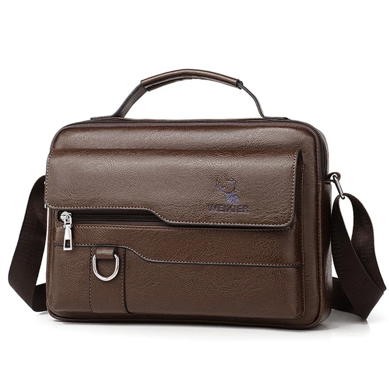 WEIXIER PU Leather Bag Men's Handbag Vintage Messenger Bag Men Shoulder Bags Male Briefcase Bag Casual tote bag Handbags for men - Image 5