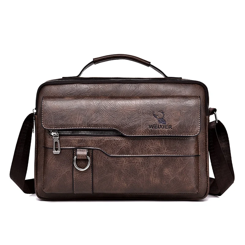 WEIXIER PU Leather Bag Men's Handbag Vintage Messenger Bag Men Shoulder Bags Male Briefcase Bag Casual tote bag Handbags for men - Image 7