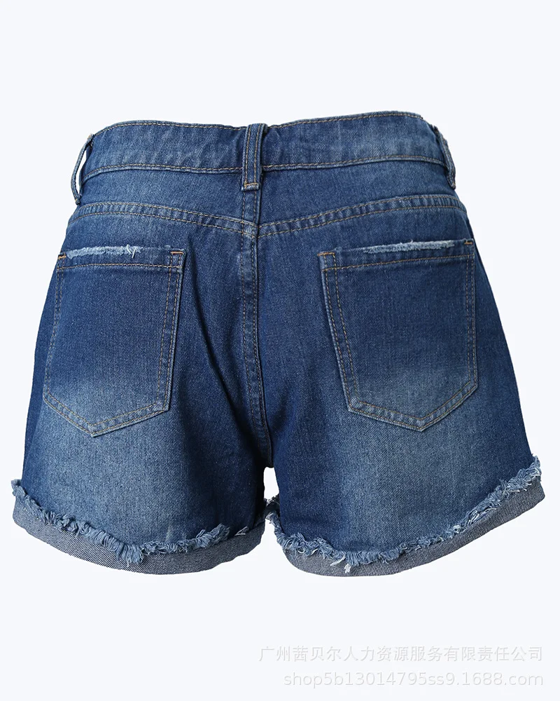 Wepbel Denim Shorts Women's Mid Waist Loose Sexy Hot Short Pants Wash Ripped Short Jeans Summer Straight Jeans - Image 5