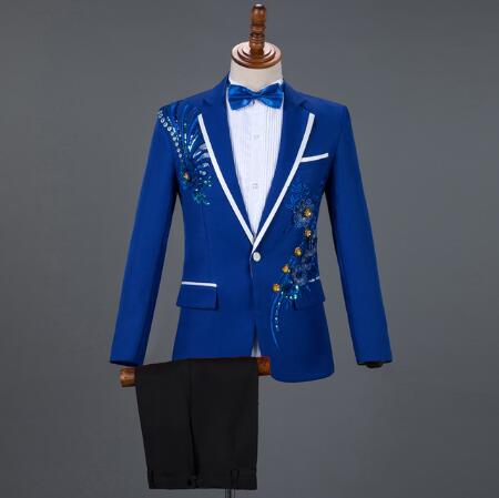 White Embroidered Diamond Suit Men Wedding Groom Tuxedo Suits Mens Stand Collar Prom Stage Costume Mens Suits with Pants Ternos - Image 11