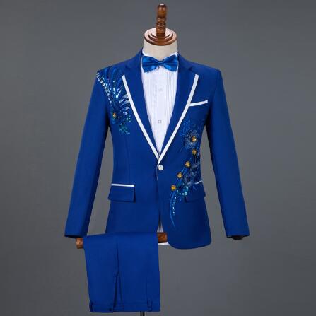 White Embroidered Diamond Suit Men Wedding Groom Tuxedo Suits Mens Stand Collar Prom Stage Costume Mens Suits with Pants Ternos - Image 12
