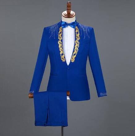 White Embroidered Diamond Suit Men Wedding Groom Tuxedo Suits Mens Stand Collar Prom Stage Costume Mens Suits with Pants Ternos - Image 13