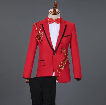 White Embroidered Diamond Suit Men Wedding Groom Tuxedo Suits Mens Stand Collar Prom Stage Costume Mens Suits with Pants Ternos - Image 14