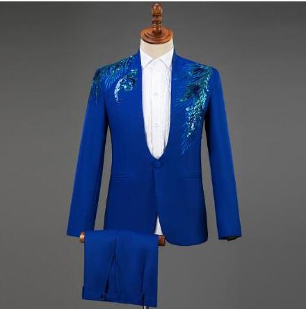White Embroidered Diamond Suit Men Wedding Groom Tuxedo Suits Mens Stand Collar Prom Stage Costume Mens Suits with Pants Ternos - Image 2