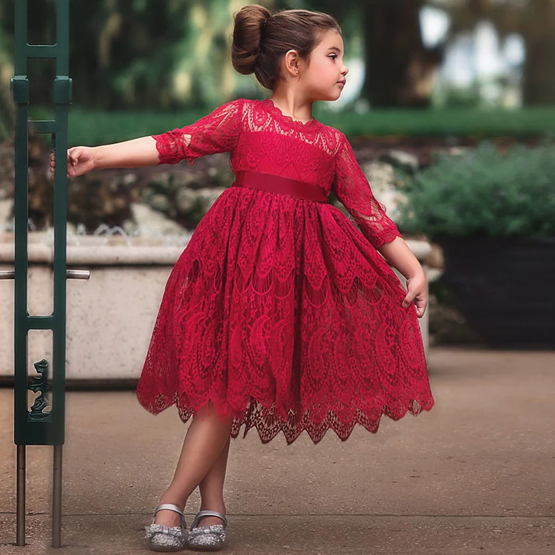 White Girls Ceremony Dress Formal Lace Wedding Dress Party Pageant Gown Dresses Girl Princess Dress Children New Year Costume - Image 4