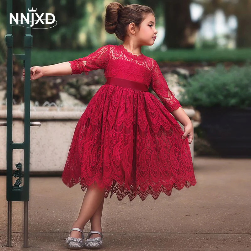 White Girls Ceremony Dress Formal Lace Wedding Dress Party Pageant Gown Dresses Girl Princess Dress Children New Year Costume - Image 9