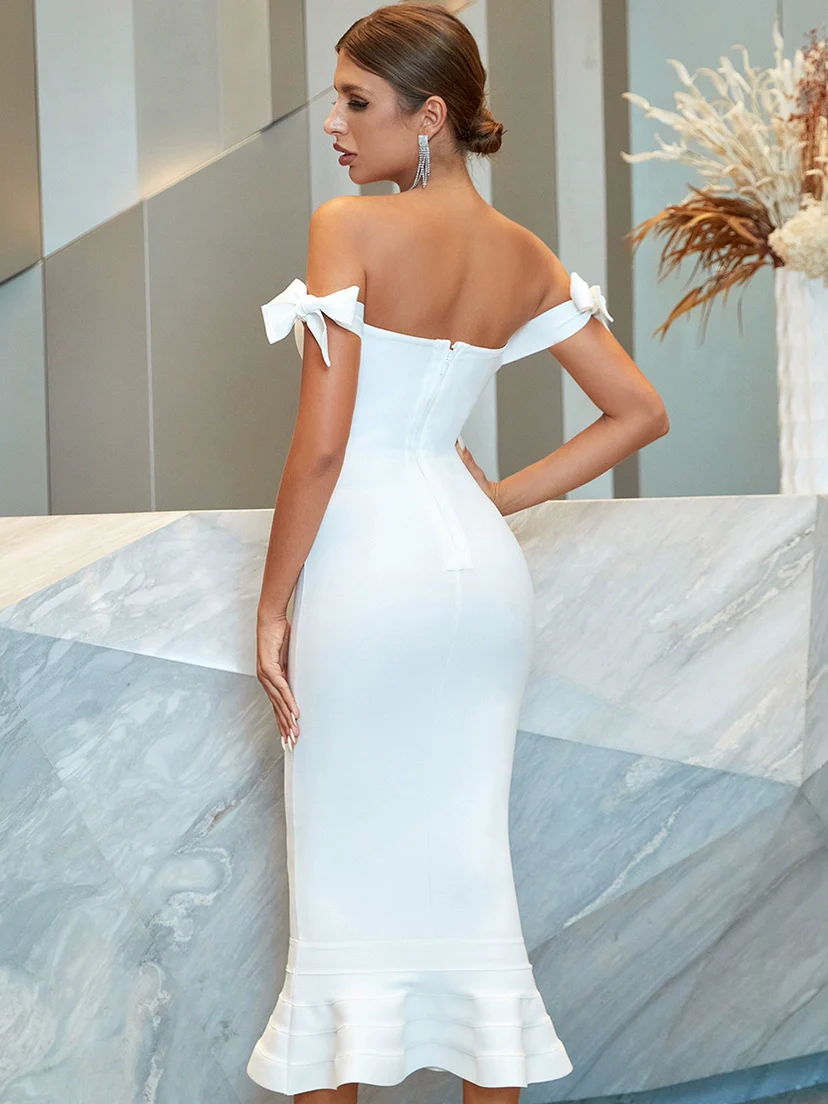 White Party Dress Sexy Club Elegant Party Evening Dress - Image 6