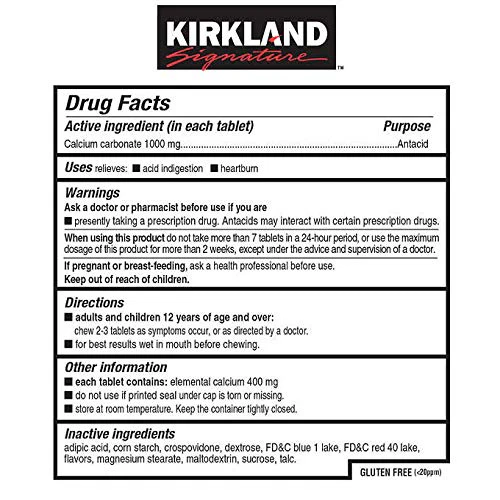 Kirkland Signature Antacid Ultra Strength, 1000 mg Chewable Calcium Carbonate, Assorted Berry Flavors 265 Tablets, Pack of 2 - Image 3