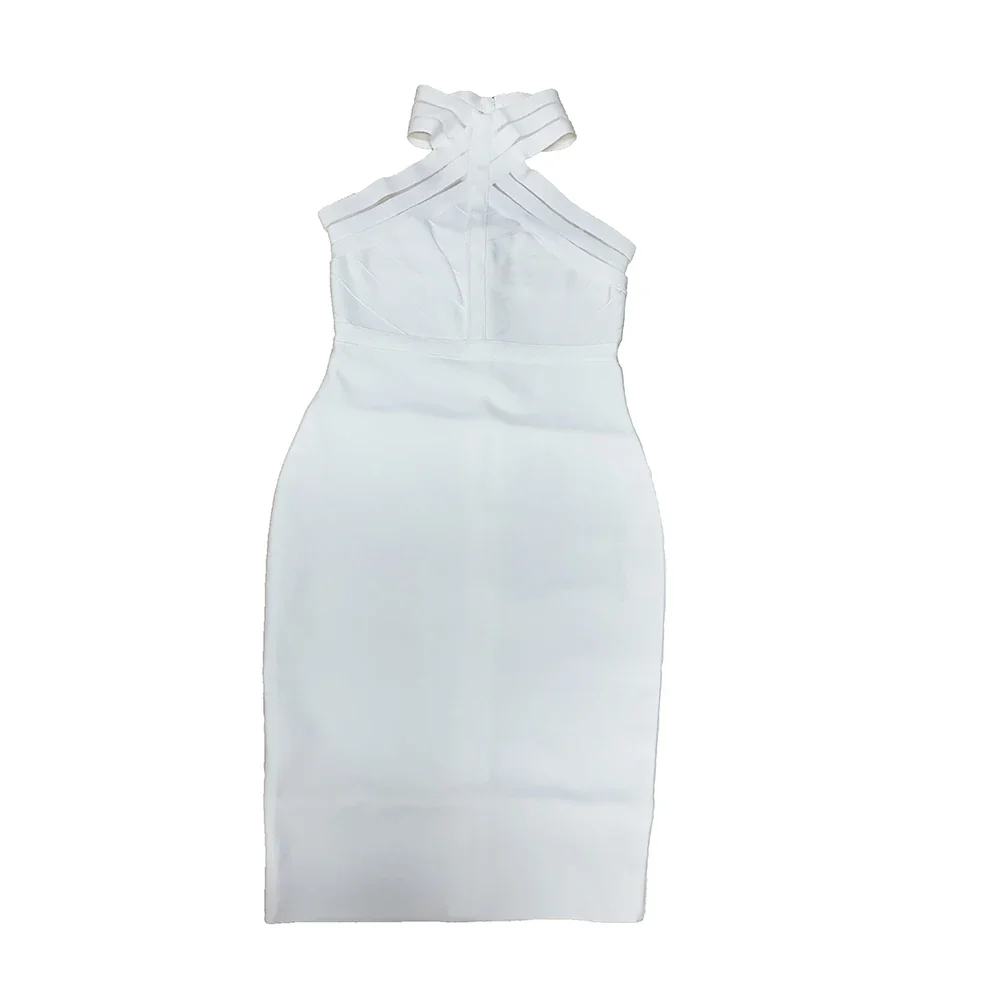 WillBeNice 2022 Summer Women Blue Halter Mesh Sexy Mini Bandage Dress Sleeveless Hollow Out Bodycon Party Dress Vestidos Gifts - Image 9