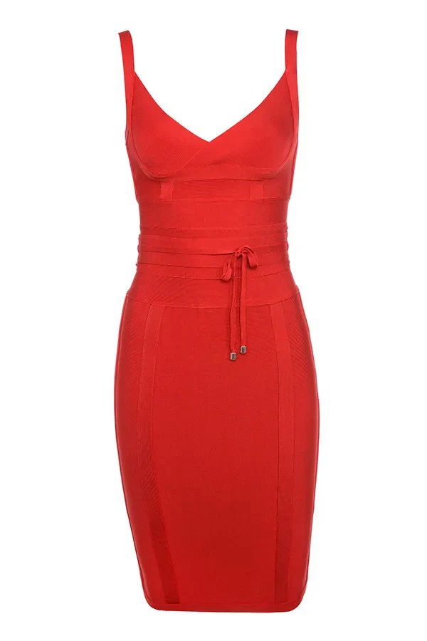 WillBeNice Sexy Bodycon Spaghetti Birthday Pink Bandage Dresses For Women 2022 Belt Sashes Wedding Dresses Evening Red Vestidos - Image 18