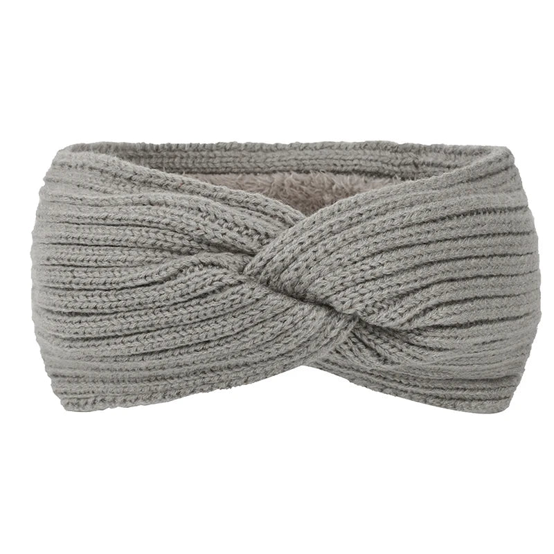 Winter Autumn Thicken Knitting Woolen Wide Headband Plush Lined Headwrap Turban Hairbands For Women Keep Warm Female Ear Warmers - Image 15