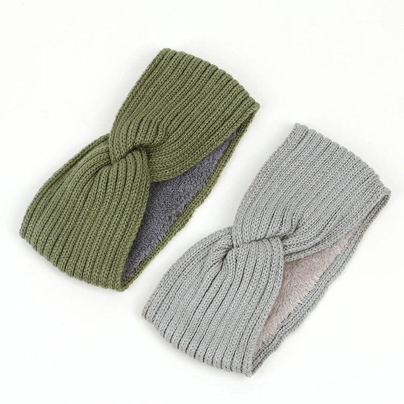 Winter Autumn Thicken Knitting Woolen Wide Headband Plush Lined Headwrap Turban Hairbands For Women Keep Warm Female Ear Warmers - Image 4