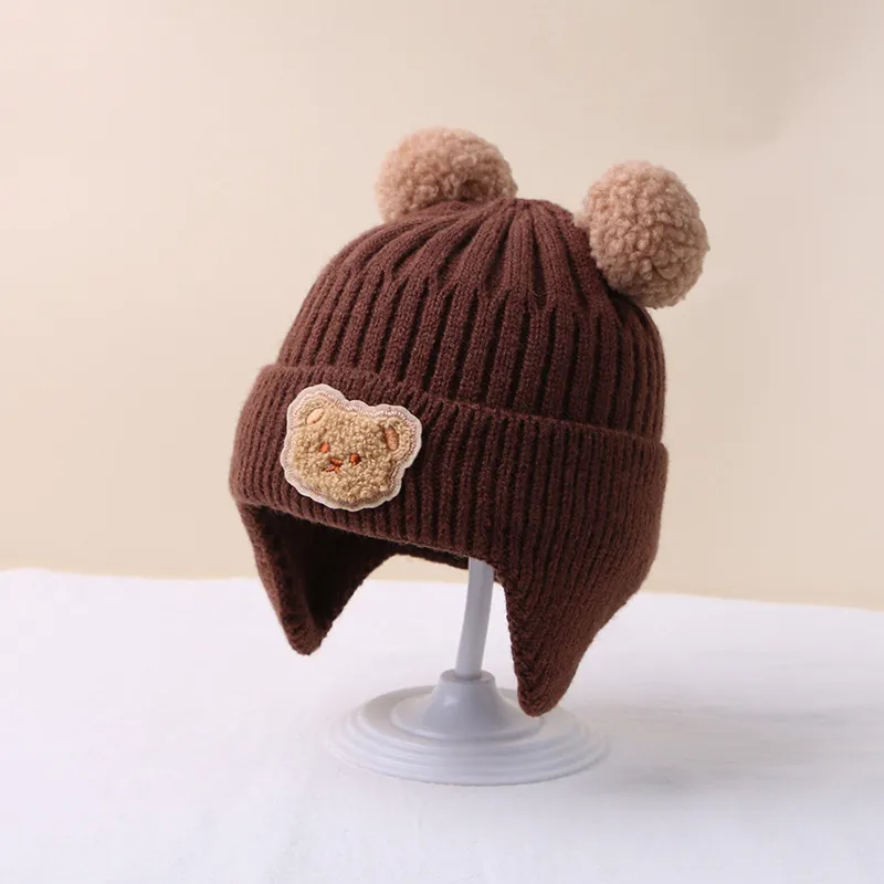 Winter Baby Beanie Cap Cartoon Bear Ear Protection Knitted Hat for Toddler Boys Girls Cute Korean Warm Kids Crochet Hats Gorros - Image 10