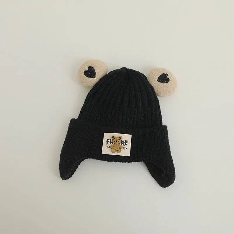Winter Baby Beanie Cap Cartoon Bear Ear Protection Knitted Hat for Toddler Boys Girls Cute Korean Warm Kids Crochet Hats Gorros - Image 11