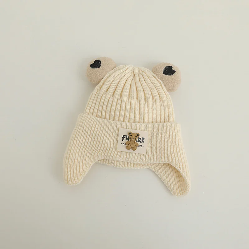 Winter Baby Beanie Cap Cartoon Bear Ear Protection Knitted Hat for Toddler Boys Girls Cute Korean Warm Kids Crochet Hats Gorros - Image 12