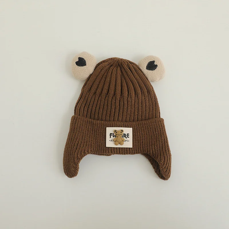Winter Baby Beanie Cap Cartoon Bear Ear Protection Knitted Hat for Toddler Boys Girls Cute Korean Warm Kids Crochet Hats Gorros - Image 13