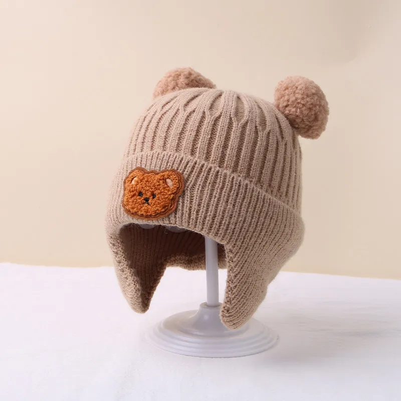 Winter Baby Beanie Cap Cartoon Bear Ear Protection Knitted Hat for Toddler Boys Girls Cute Korean Warm Kids Crochet Hats Gorros - Image 8