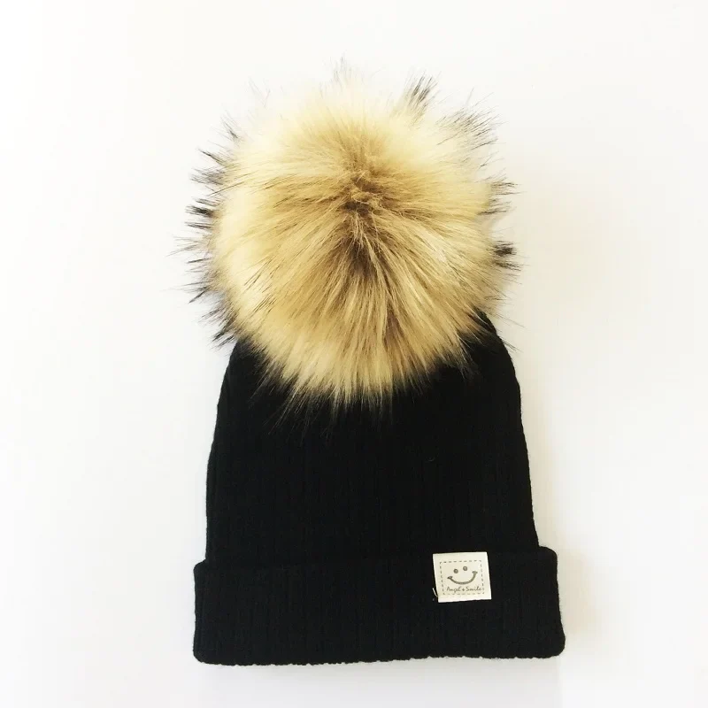 Winter Baby Boy Girl Artificial Pompom Knitted Hat Toddler Kids Caps With Pompon Newborn Photography  Props - Image 12