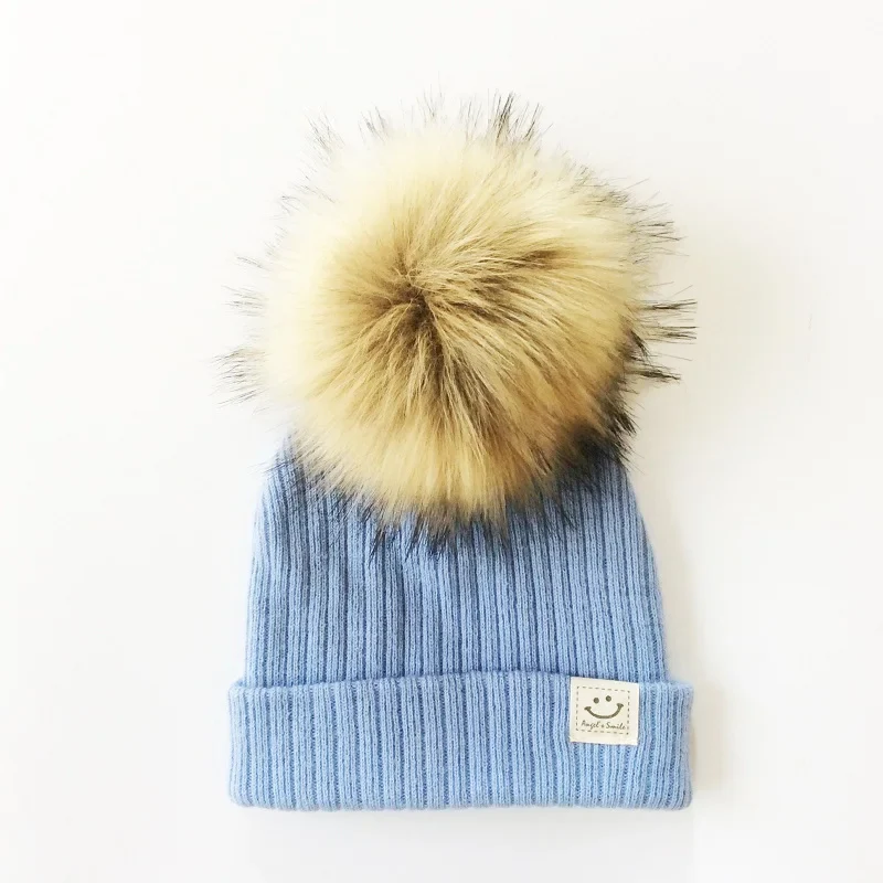 Winter Baby Boy Girl Artificial Pompom Knitted Hat Toddler Kids Caps With Pompon Newborn Photography  Props - Image 13