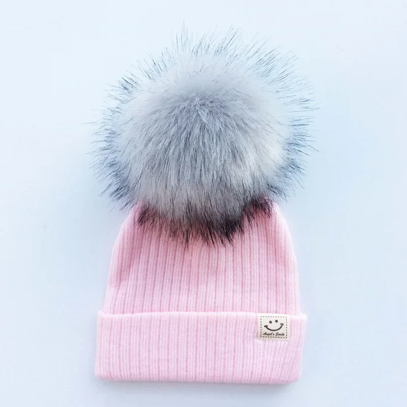 Winter Baby Boy Girl Artificial Pompom Knitted Hat Toddler Kids Caps With Pompon Newborn Photography  Props - Image 15