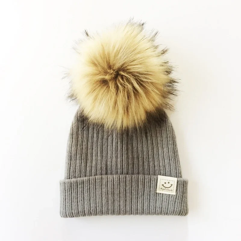 Winter Baby Boy Girl Artificial Pompom Knitted Hat Toddler Kids Caps With Pompon Newborn Photography  Props - Image 18