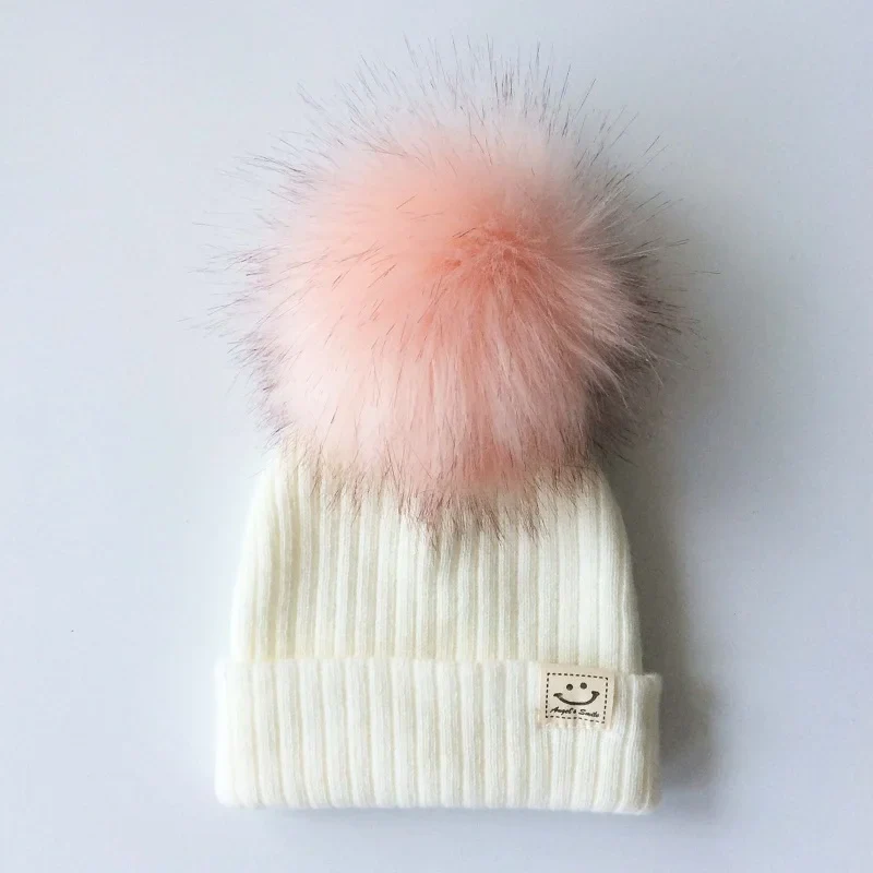 Winter Baby Boy Girl Artificial Pompom Knitted Hat Toddler Kids Caps With Pompon Newborn Photography  Props - Image 4