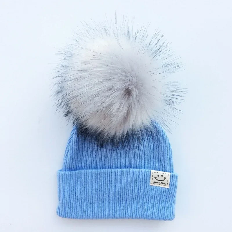 Winter Baby Boy Girl Artificial Pompom Knitted Hat Toddler Kids Caps With Pompon Newborn Photography  Props - Image 8