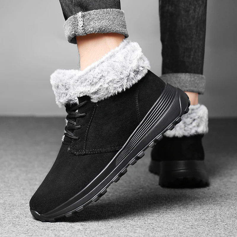 Winter Boots for Men 2025 New Plush Snow Boots Men Ankle Boots Warm Black Couple Cotton Couples Platform Shoes Sneakers - Image 4