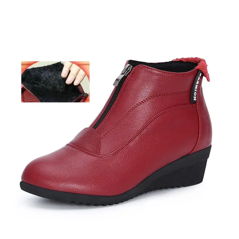 Winter Boots Women 2020 Women Snow Boots Wedge Heels Winter Shoes Women Warm Fur Casual Shoes Zip Women's Shoes Botas Mujer - Image 9