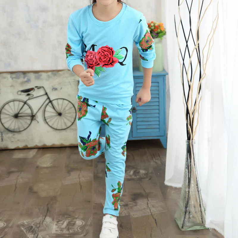 Winter Children Clothing Sets for Girls Floral Baby Girl Clothes Cotton Kids Tracksuit Sweatshirt+Pants Christma Costume Outfit - Image 10