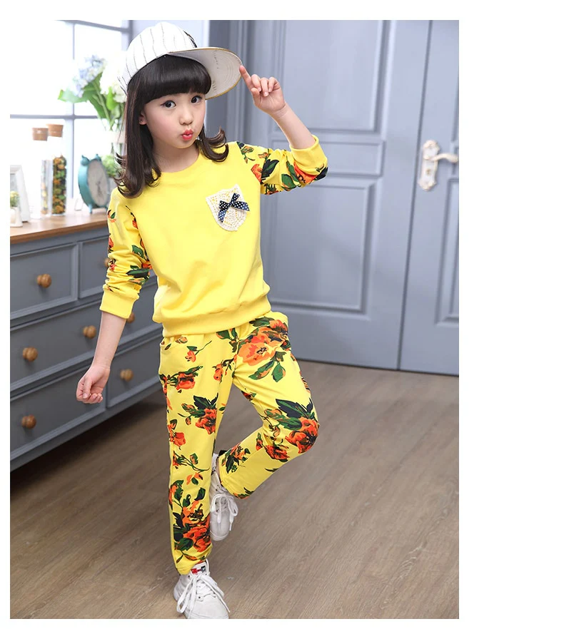 Winter Children Clothing Sets for Girls Floral Baby Girl Clothes Cotton Kids Tracksuit Sweatshirt+Pants Christma Costume Outfit - Image 12