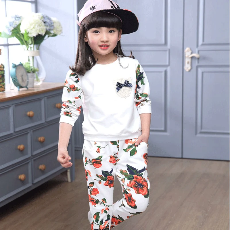 Winter Children Clothing Sets for Girls Floral Baby Girl Clothes Cotton Kids Tracksuit Sweatshirt+Pants Christma Costume Outfit - Image 16
