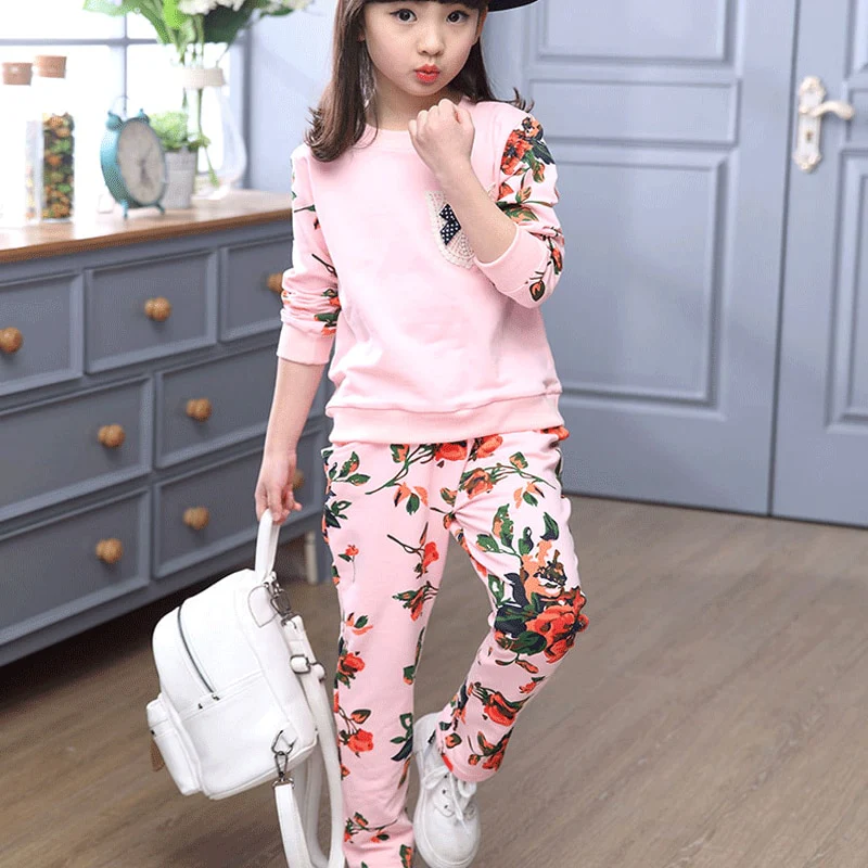 Winter Children Clothing Sets for Girls Floral Baby Girl Clothes Cotton Kids Tracksuit Sweatshirt+Pants Christma Costume Outfit - Image 18