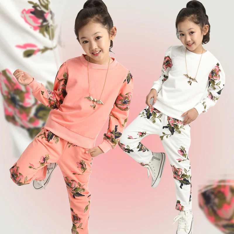 Winter Children Clothing Sets for Girls Floral Baby Girl Clothes Cotton Kids Tracksuit Sweatshirt+Pants Christma Costume Outfit - Image 19