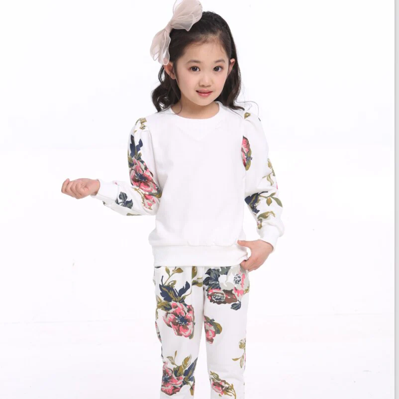 Winter Children Clothing Sets for Girls Floral Baby Girl Clothes Cotton Kids Tracksuit Sweatshirt+Pants Christma Costume Outfit - Image 5