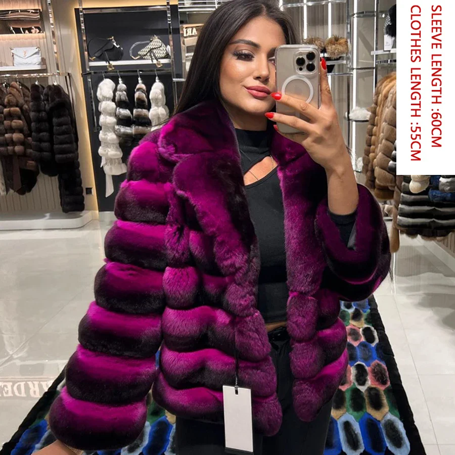 Winter Fur Coat Women Real Fur Coat Women Luxury Chinchilla Fur Real Rex Rabbit Fur Coat Warm Best Seller - Image 9