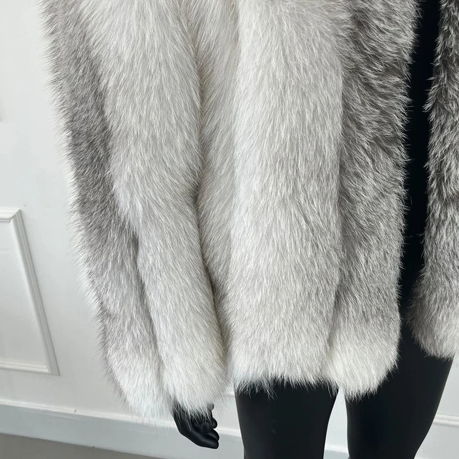 Winter Men's Fashion Short Style Zipper Real Fox Fur Jacket Natural Sliver Fox Fur Coat With Collar - Image 2