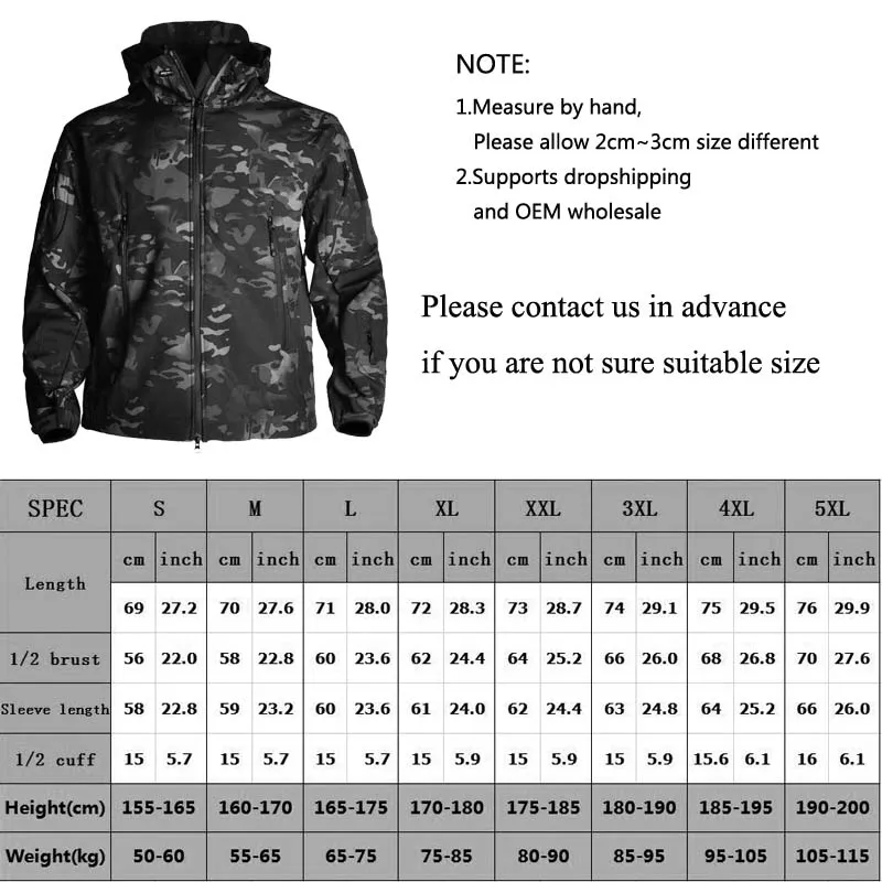 Winter Military Fleece Jacket Men Soft shell Tactical Waterproof US Army Camouflage Coat Airsoft Clothing Multicam Windbreakers - Image 2