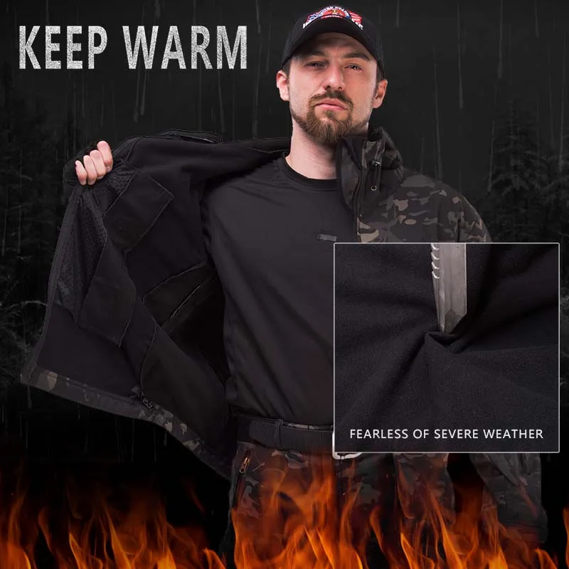 Winter Military Fleece Jacket Men Soft shell Tactical Waterproof US Army Camouflage Coat Airsoft Clothing Multicam Windbreakers - Image 6