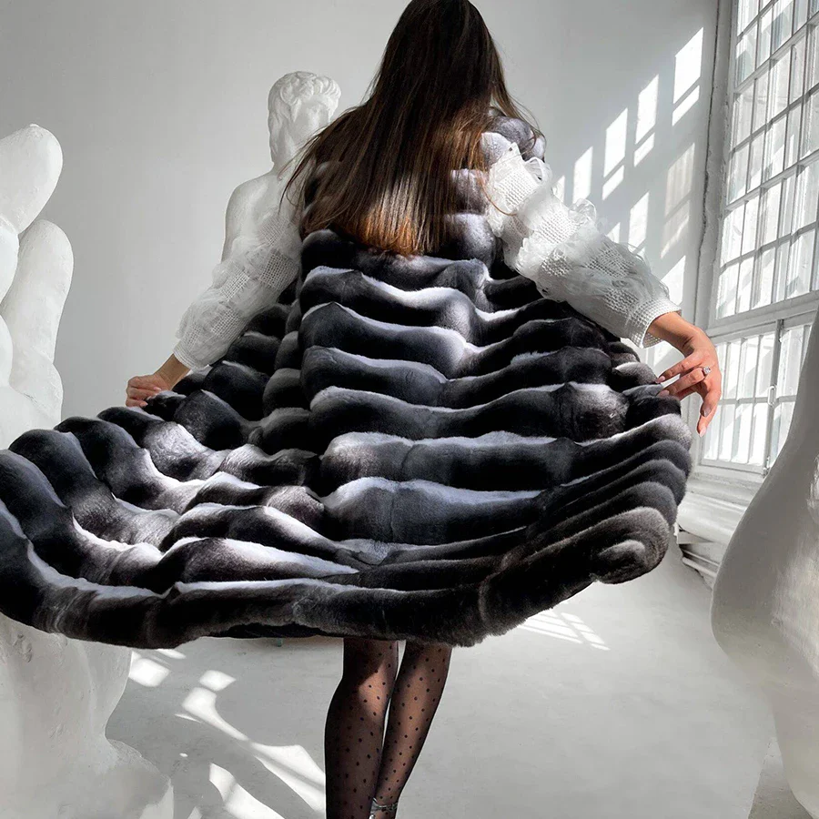 Winter Natural Rex Rabbit Fur Coat Women Short Fur Jackets Chinchilla Fur Best Seller Real Fur Jacket - Image 3