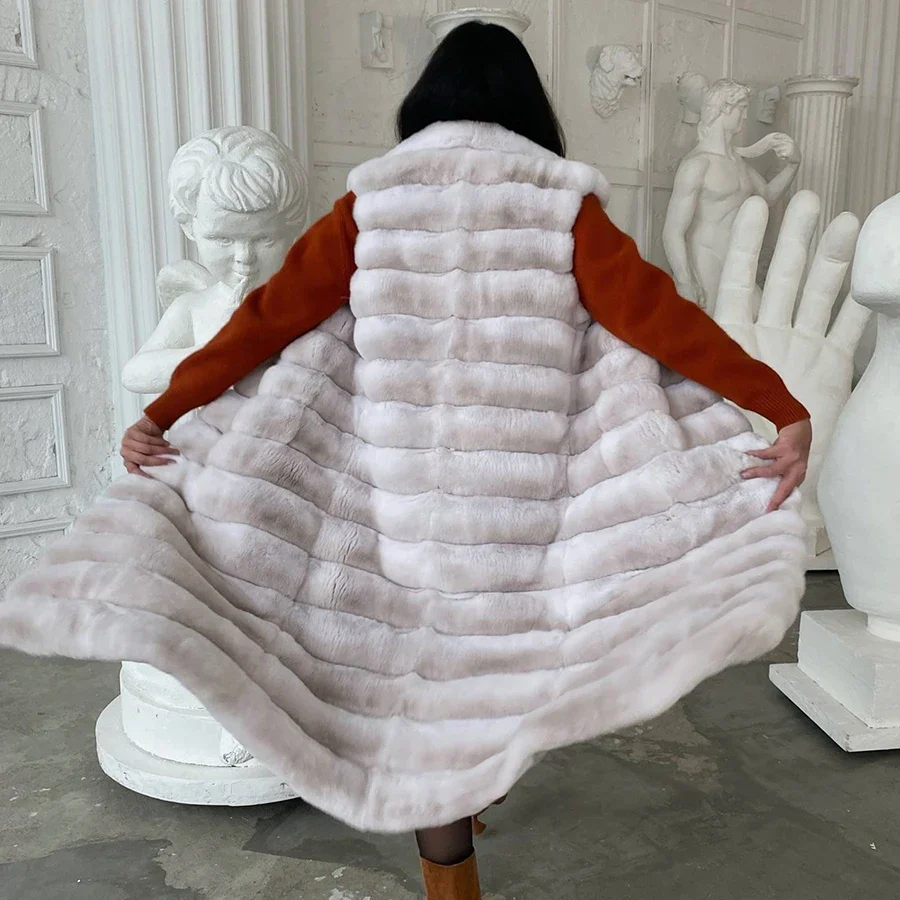 Winter Natural Rex Rabbit Fur Coat Women Short Fur Jackets Chinchilla Fur Best Seller Real Fur Jacket - Image 2
