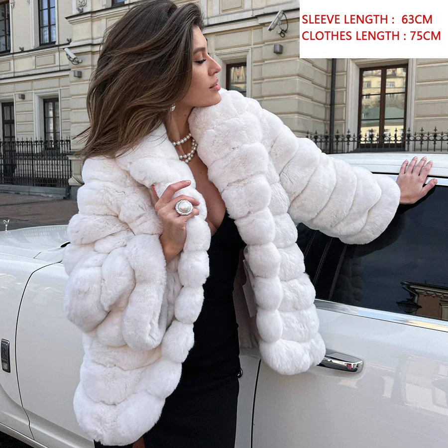 Winter Natural Rex Rabbit Fur Coat Women Short Fur Jackets Chinchilla Fur Best Seller Real Fur Jacket - Image 6
