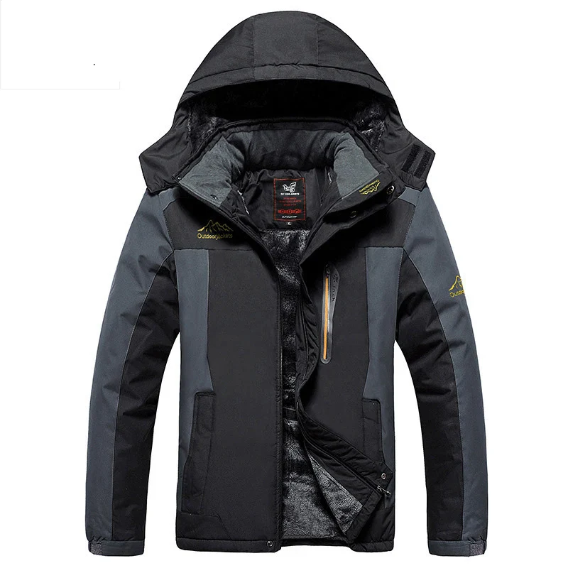 Winter parka men jacket Mens Plus velvet Men Hooded Windbreaker coats men's casual warm jackets coat Detachable hat L-6XL 8186 - Image 12